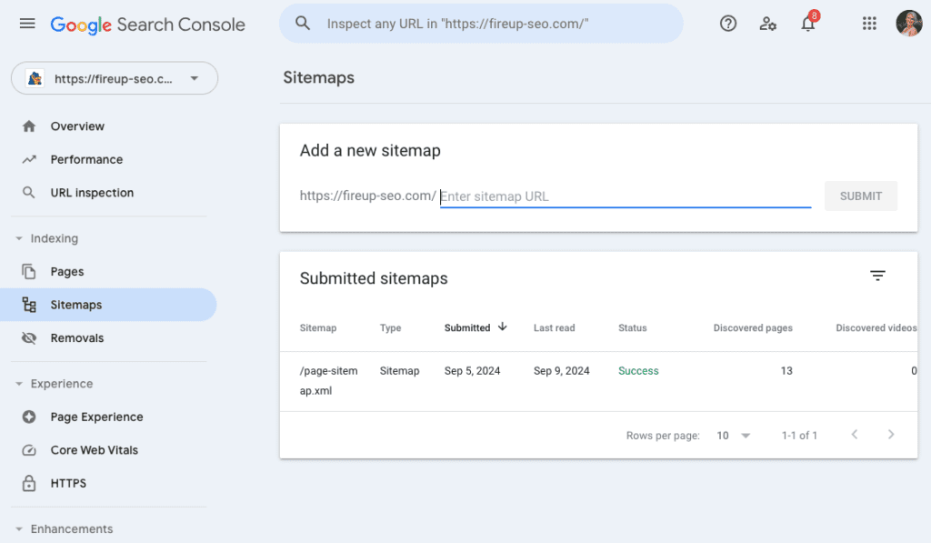 google search console sitemaps